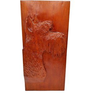 Scottie Dog Carving Scottish Terrier OOAK Westie West Highland Carved Folk Art C